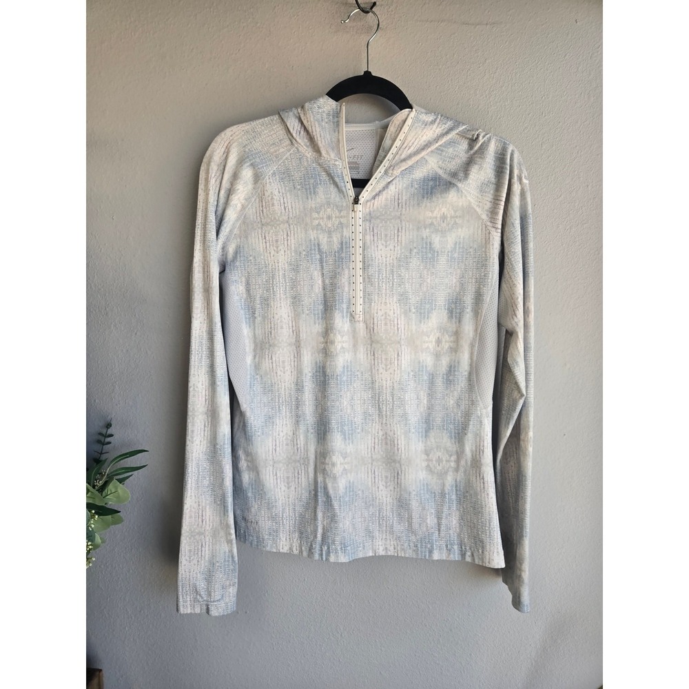 Nike Dri-Fit Blue Abstract Print 1/4 Zip Running‎ Hoodie Thumbholes Medium